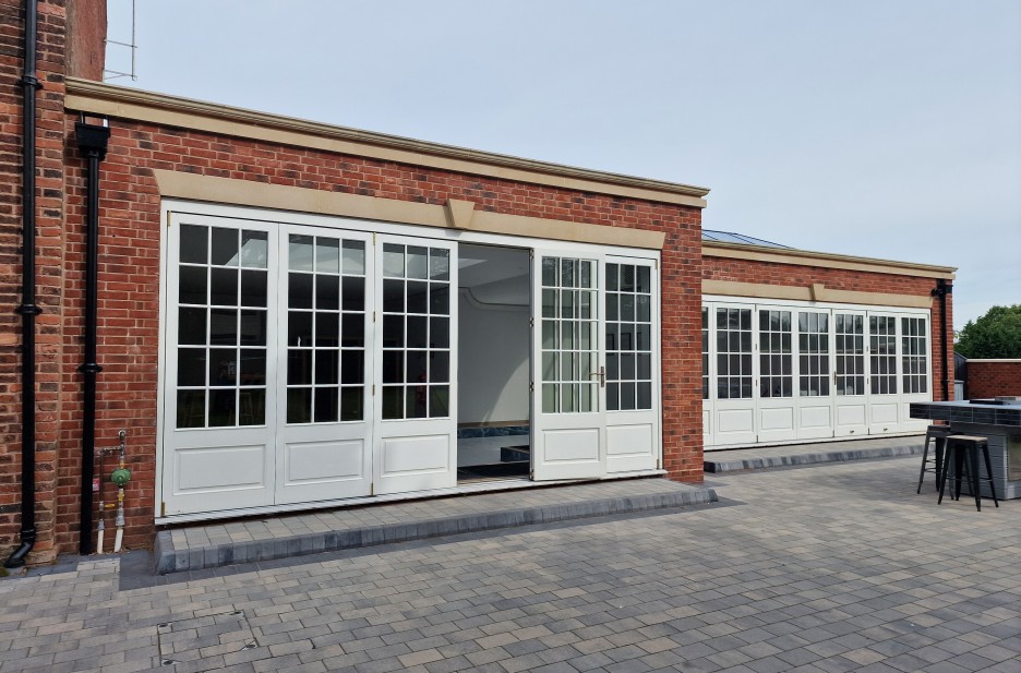 Accoya Bi-Folding Doors in Swimming Pool Extension.